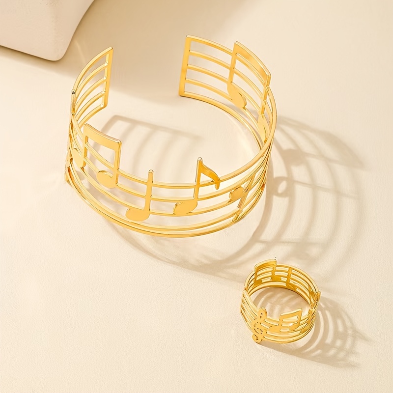 Golden & Silvery Hollow Line Note Bracelet Set